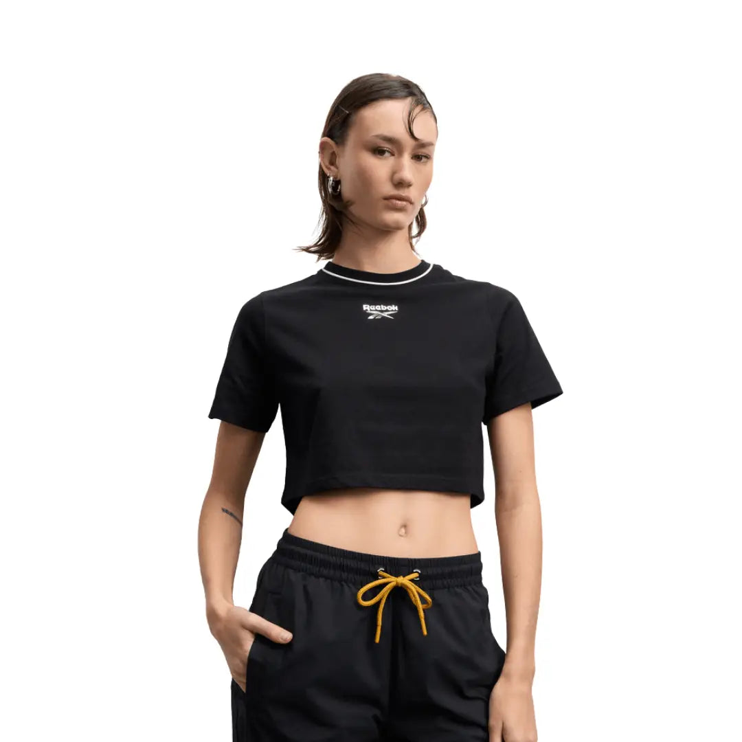 Reebok Women Blakely Crew Neck Cropped Short Sleeve Tee | 100241421