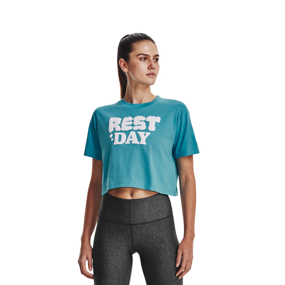 Under Armour Women Rest Day Verbiage Crop Short Sleeve | 1376747-433