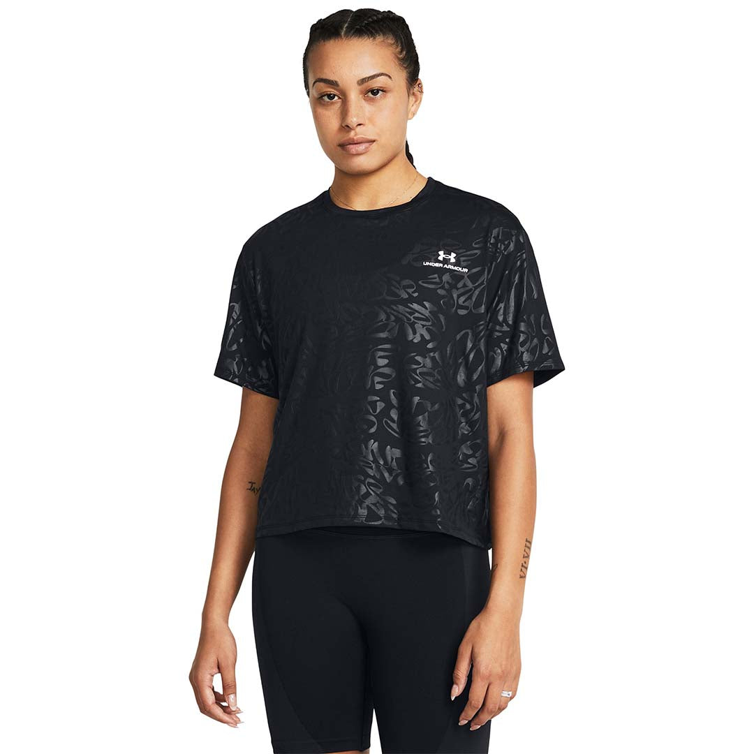 Under Armour Women Rush Energy Emboss Crop Short Sleeve | 1383640-001