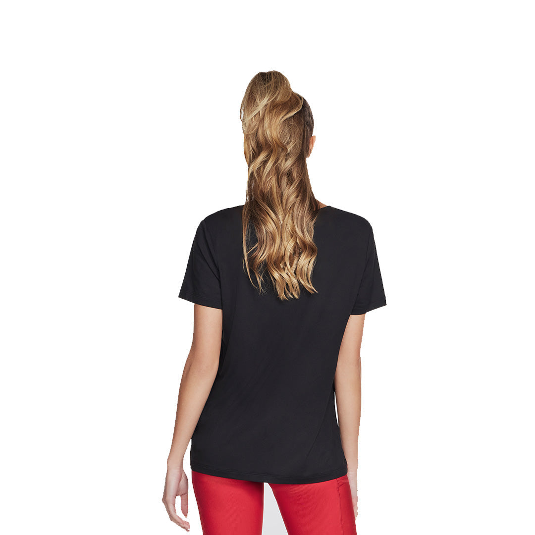 Skechers Women Godri Serene V-Neck Tee | WTO80BLK