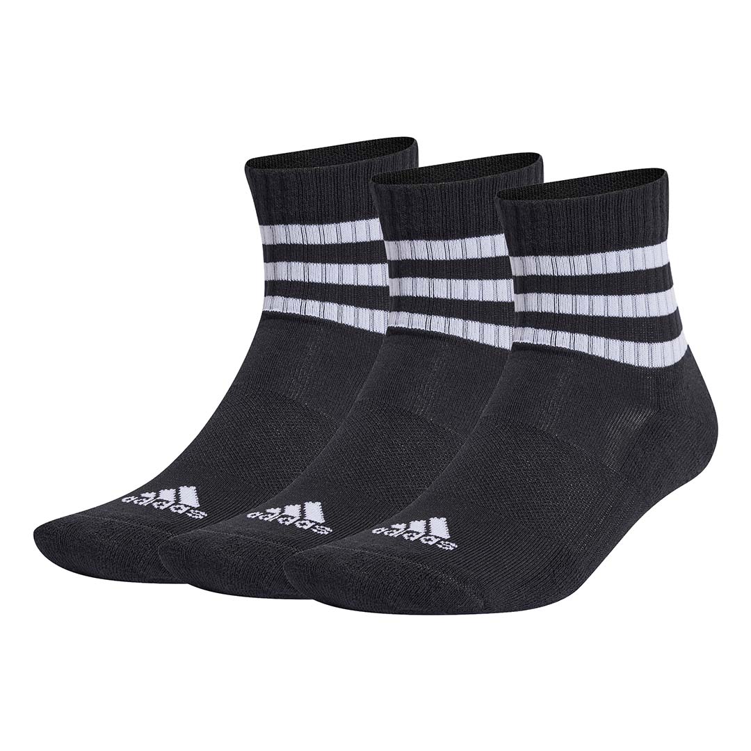 adidas Unisex 3-Stripes Cushioned Sportswear Mid-Cut Socks 3 Pairs | IC1317