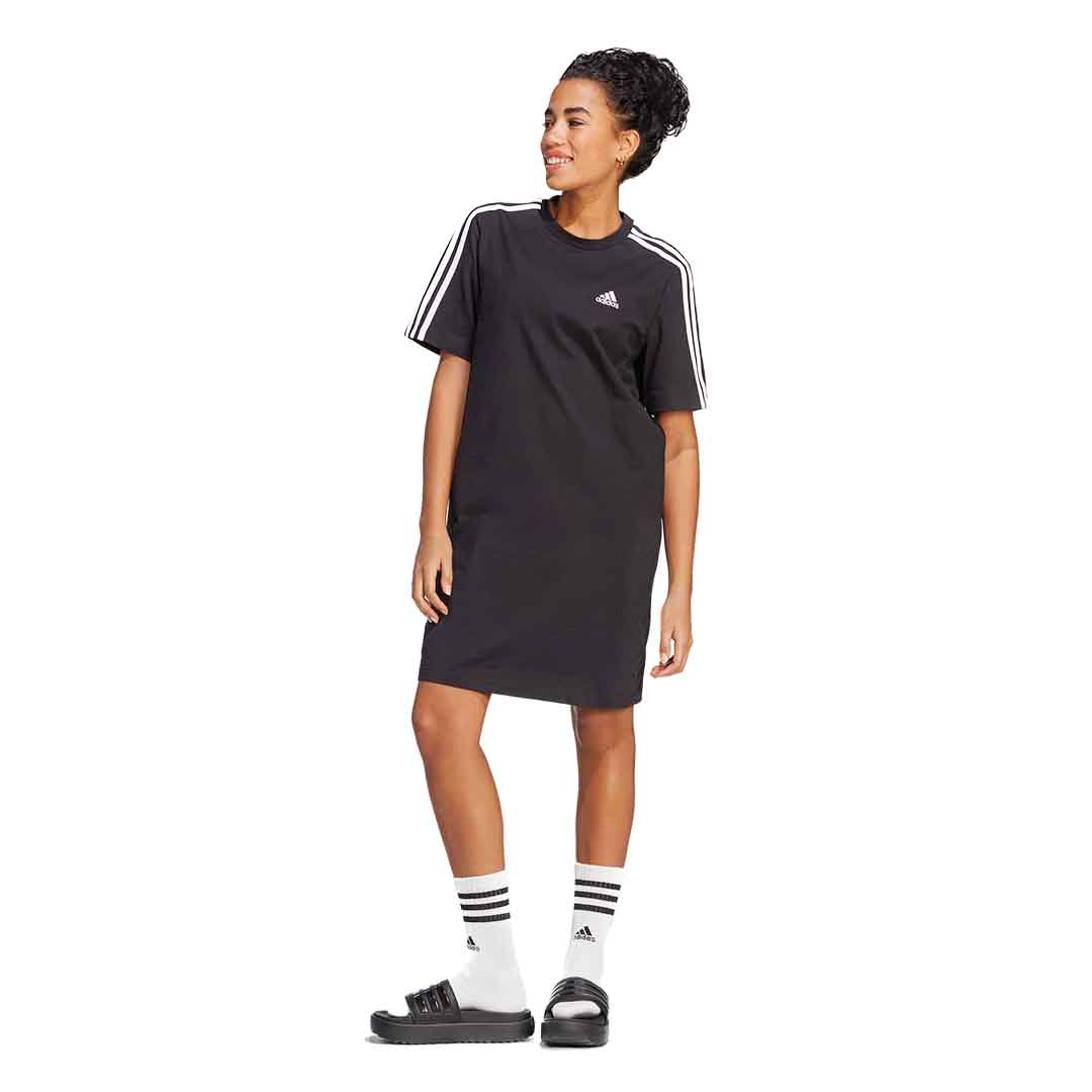adidas Women Essentials 3-Stripes Single Jersey Boyfriend Tee Dress | HR4923