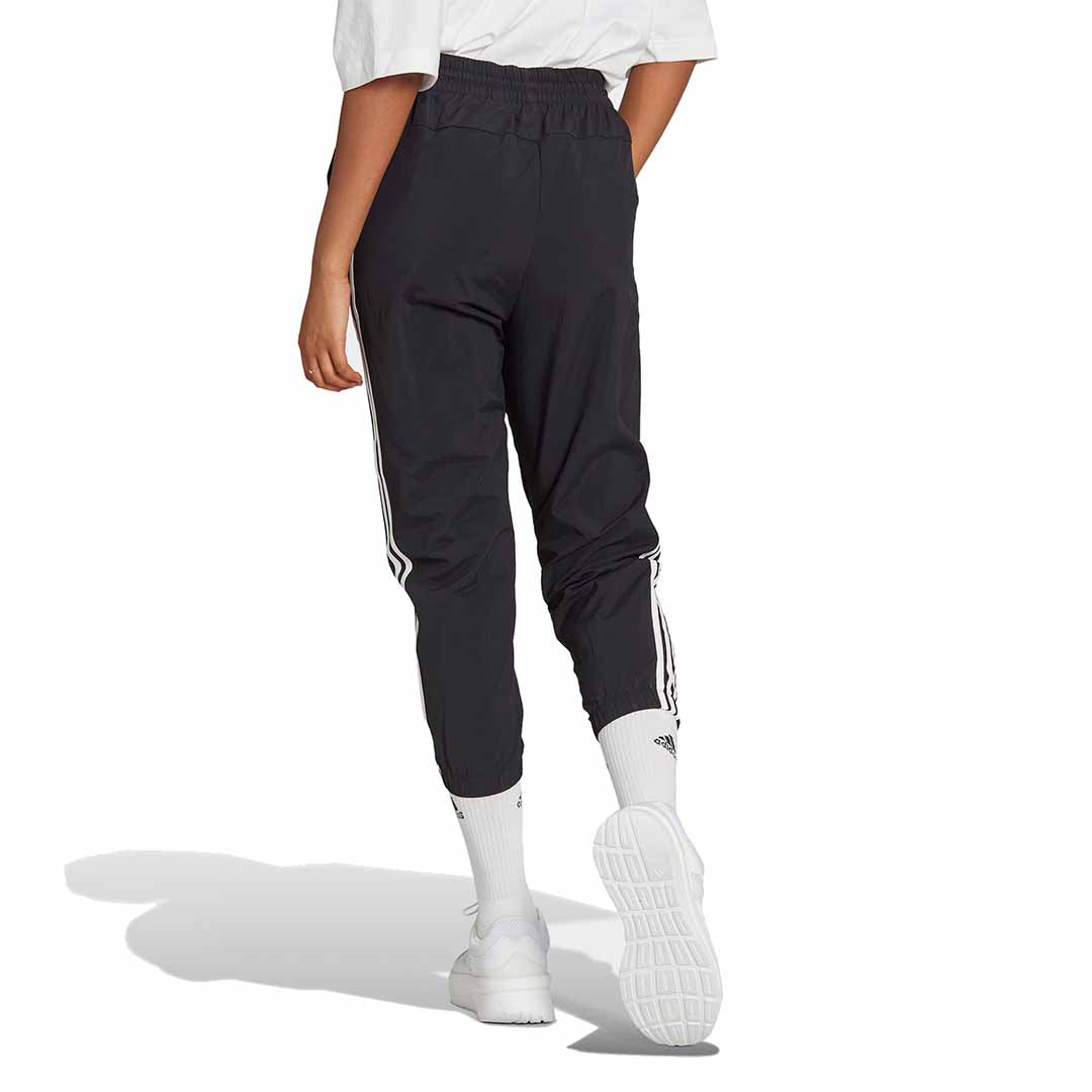 adidas Women Black Essentials 3-Stripes Woven 7/8 Pants | HT3398