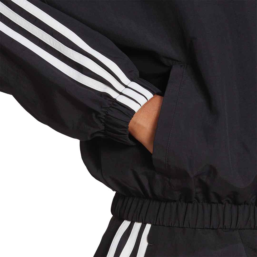 adidas Women Black Essentials 3-Stripes Woven Windbreaker