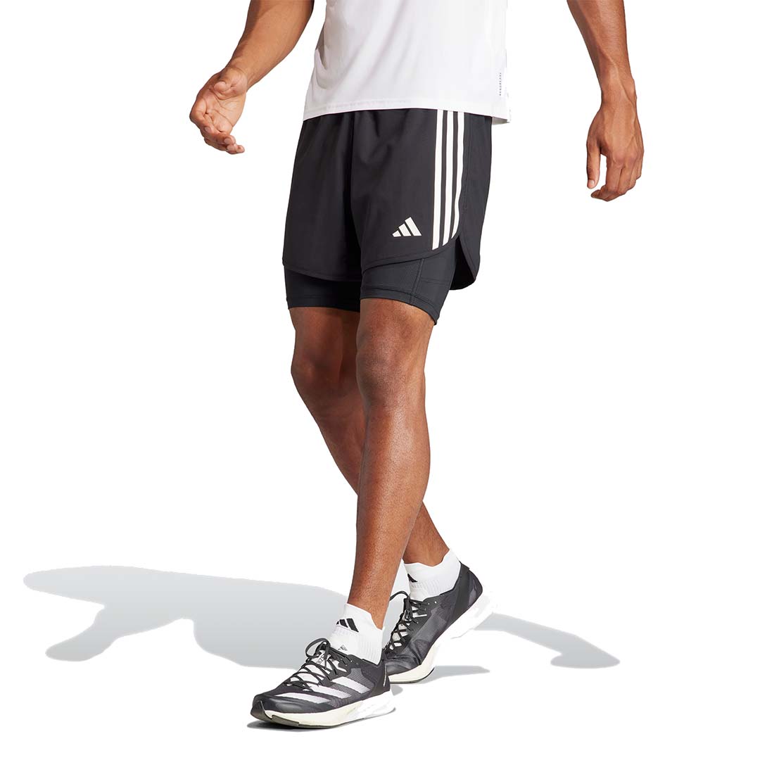 adidas Men Own the Run 3-Stripes 2-in-1 Shorts | IQ3808