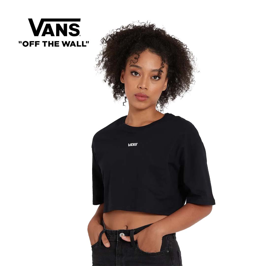 Vans Women Crop Top Logo Tee | VNA0185WTBLK