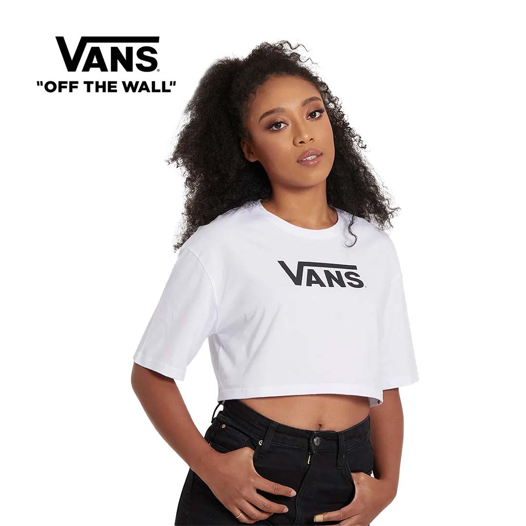 Vans Women Crop Top Logo Tee | VNA0185WTWHT