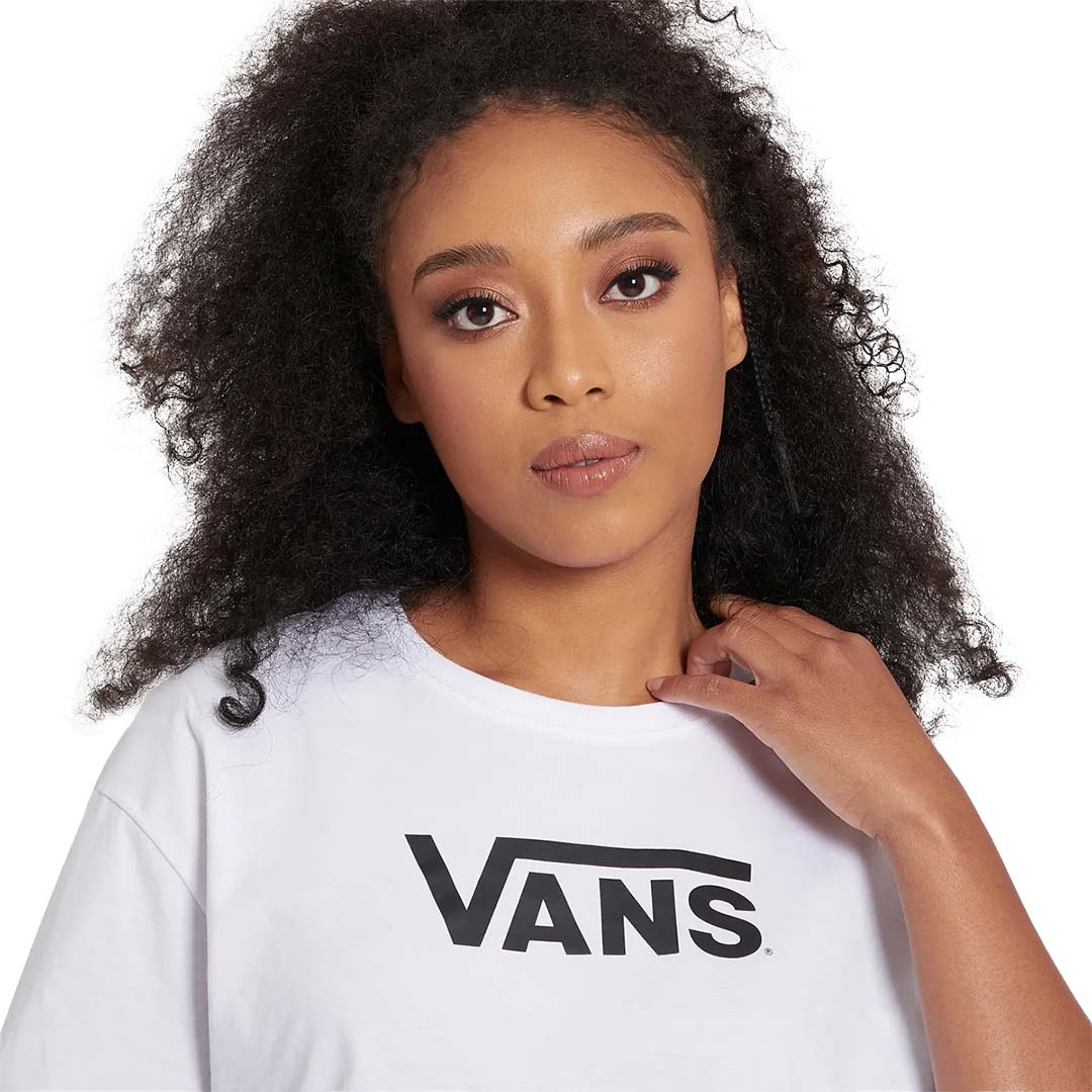 Vans Women Crop Top Logo Tee | VNA0185WTWHT