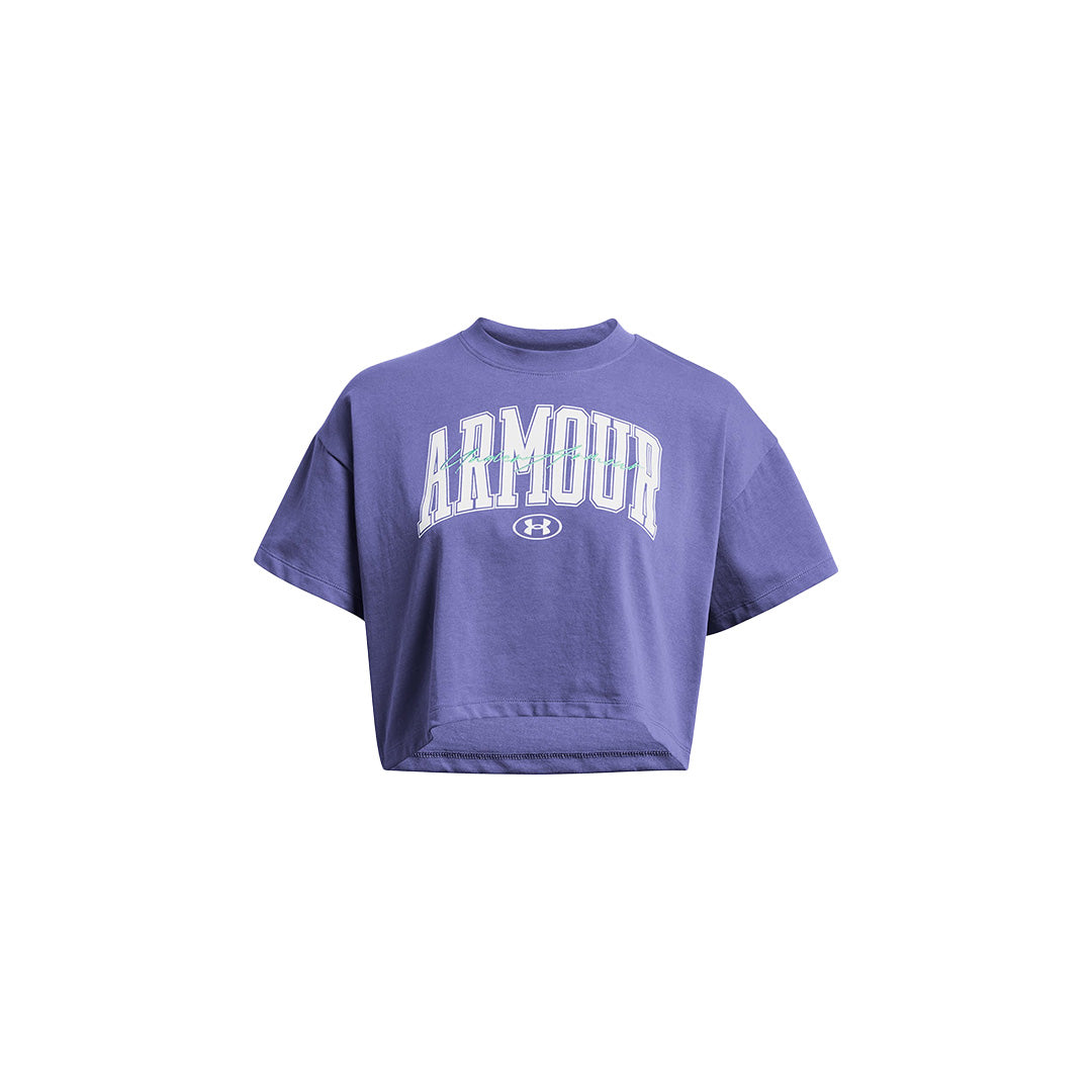 Under Armour Women Heavy Weight Scripted Wordmark Crop Short Sleeve | 1383050-561
