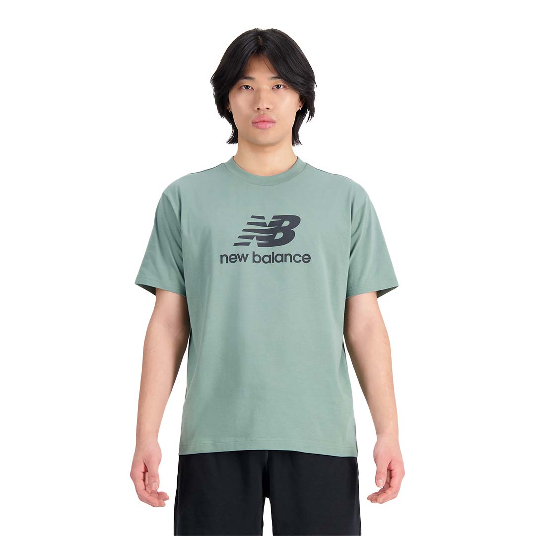 New Balance Men Essentials Stacked Logo Cotton Jersey Short Sleeve | MT31541DKJ