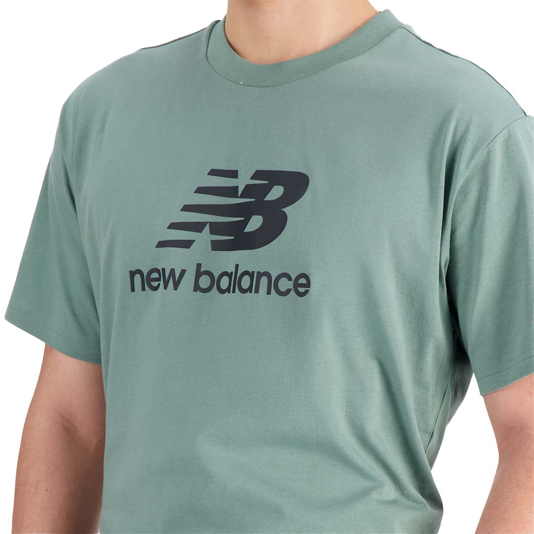 New Balance Men Essentials Stacked Logo Cotton Jersey Short Sleeve | MT31541DKJ